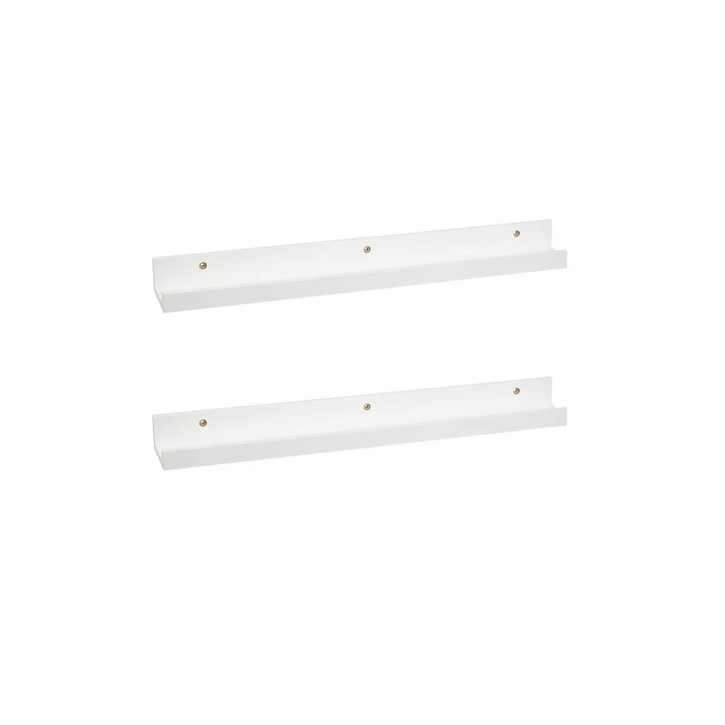 2 estantes flotantes de pared de madera blanca para cuadros de 60x9,5x5 cm