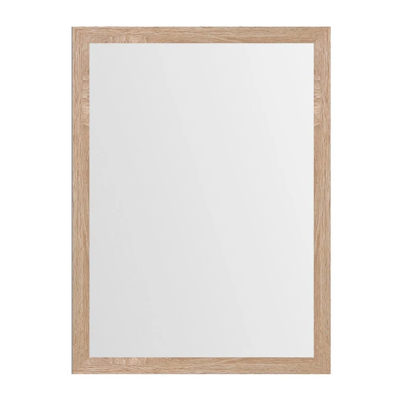 Espejo de pared rectangular con marco color roble de 76x56 cm