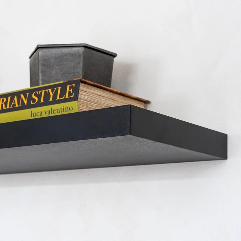 Set de 2 estantes de pared flotantes negros de 120x23,5x3,8 cm