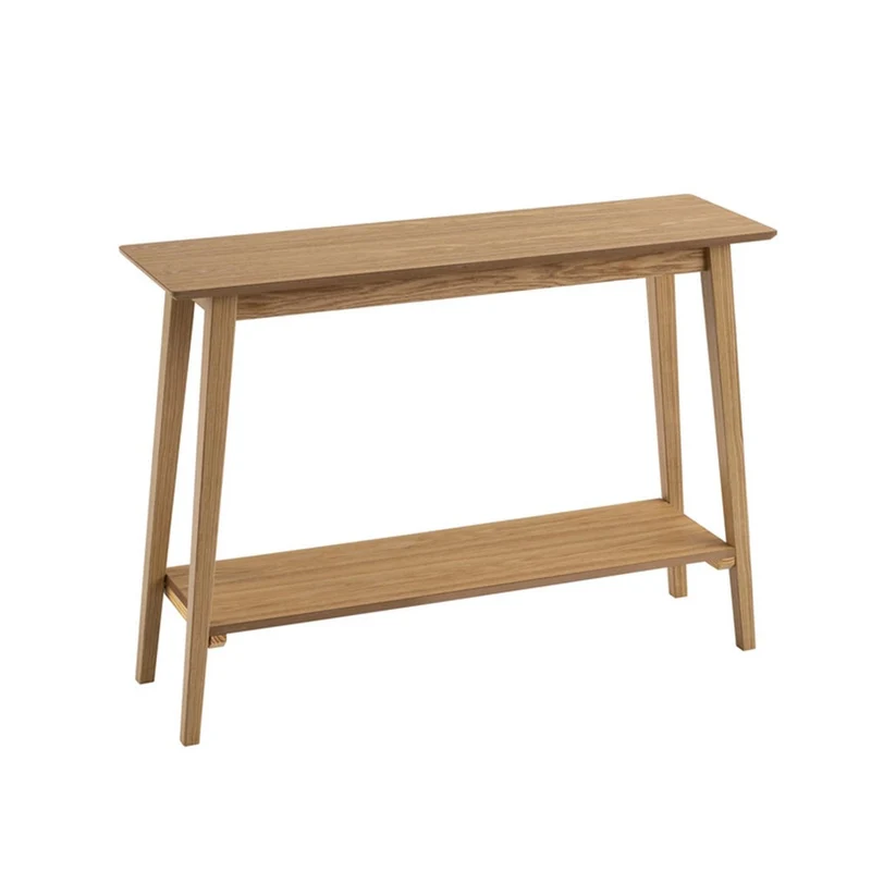 Consola recibidor laminada color roble claro con 2 baldas de 100x30x72 cm