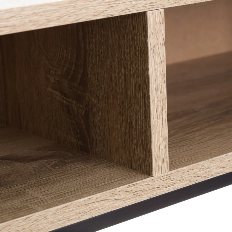 Consola recibidor Urban de metal negro y madera color roble de 80x30x75 cm