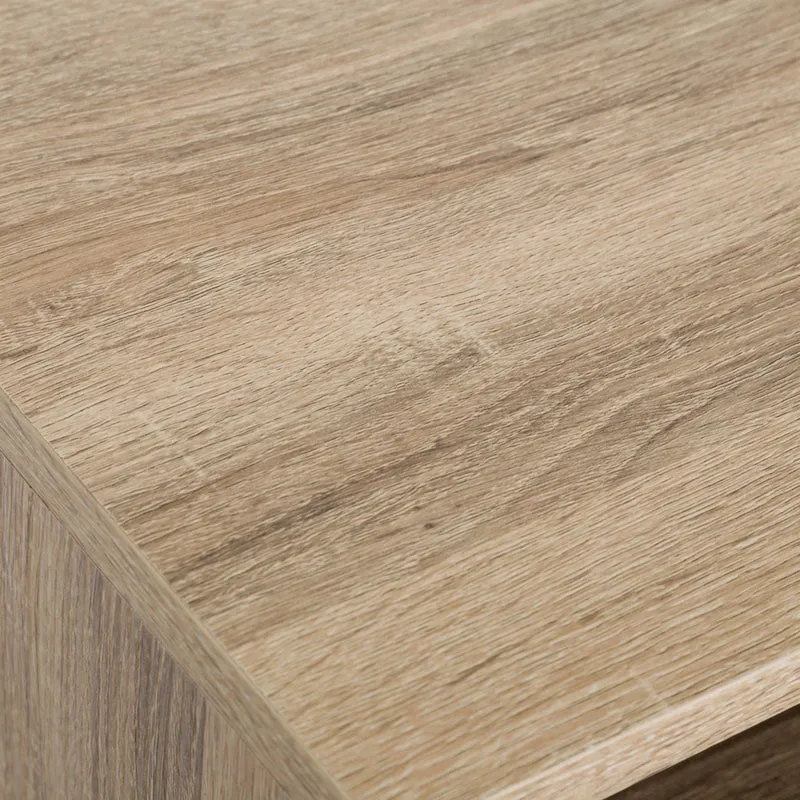 Consola recibidor Urban de metal negro y madera color roble de 80x30x75 cm