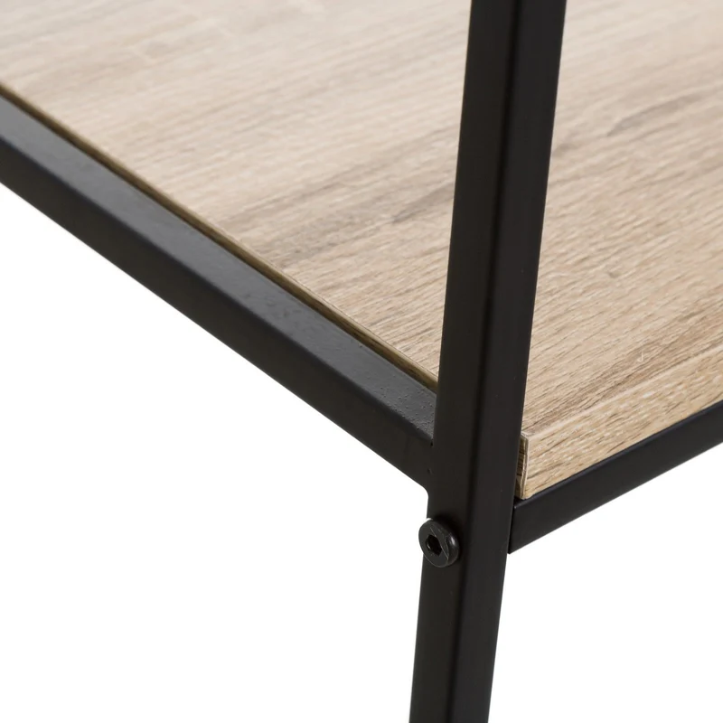 Consola recibidor Urban de metal negro y madera color roble de 80x30x75 cm