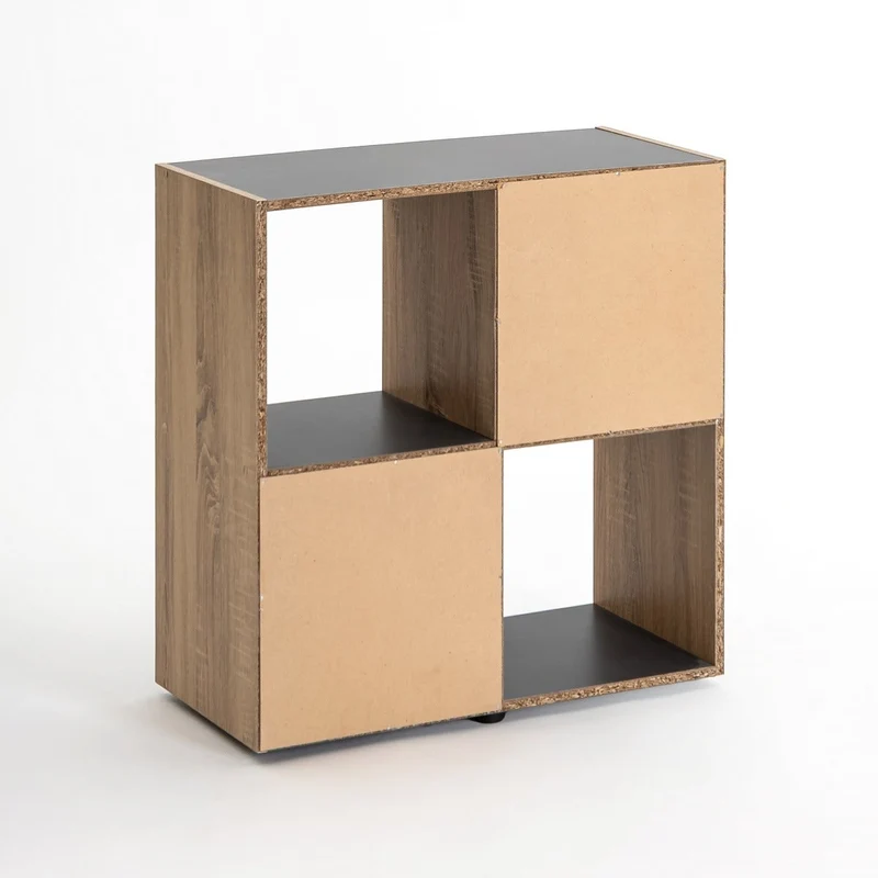 Estantería Cubo con 4 huecos de laminado gris y roble de 62x60x30 cm