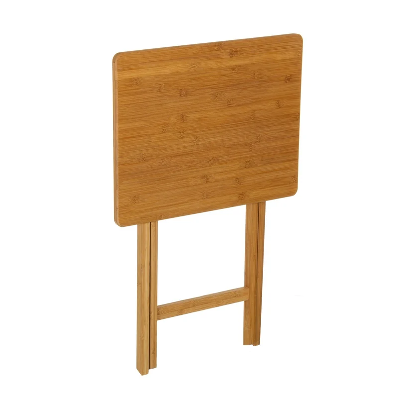 Mesita auxiliar plegable de bambú color marrón portátil de 49x37x65 cm