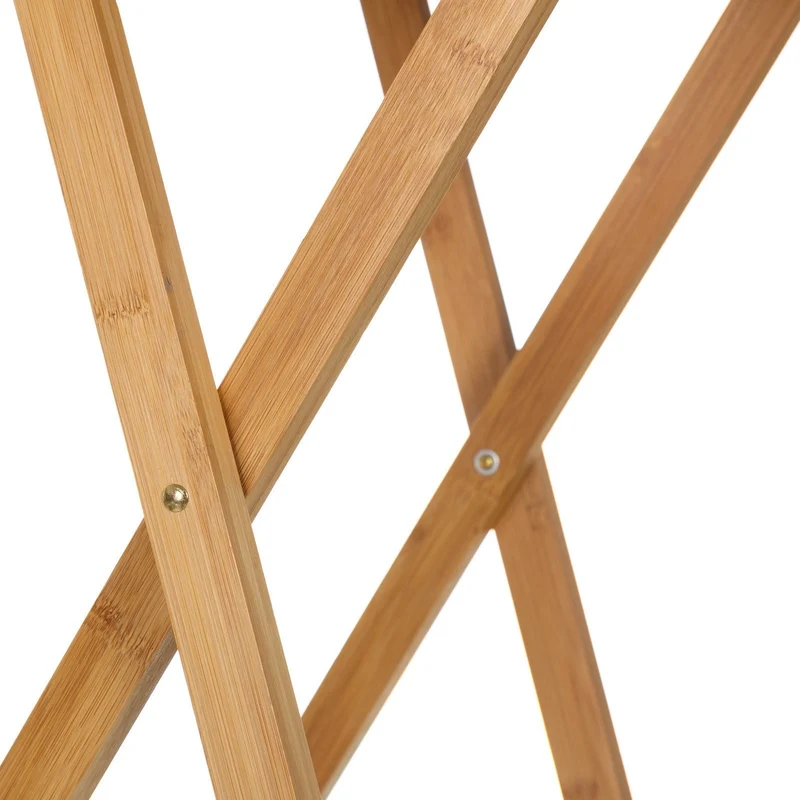 Mesita auxiliar plegable de bambú color marrón portátil de 49x37x65 cm