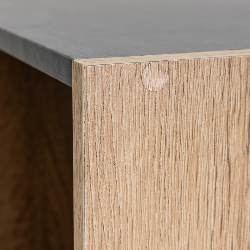 Estantería Cubo con 4 huecos de laminado negro y roble de 62x60x30 cm