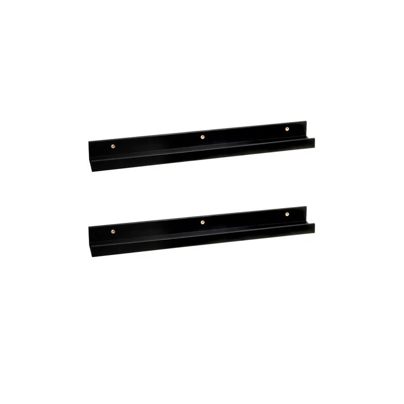 2 estantes flotantes de pared de madera negra para cuadros de 60x9,5x5 cm