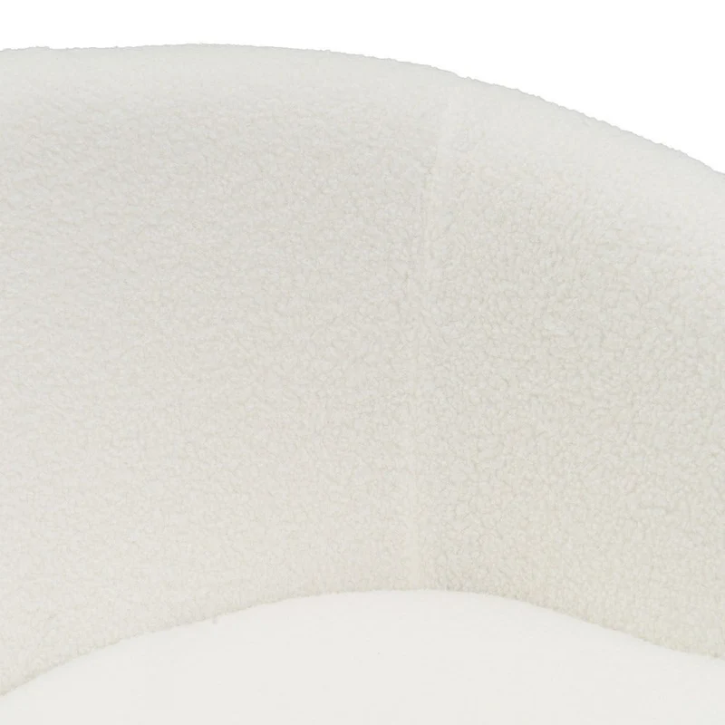Sillón butaca redondo con brazos blanco de tela de borreguito para salón