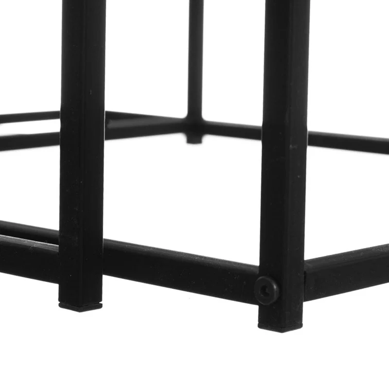 Set de 2 mesas de centro nido de madera natural y metal negro de 50x50cm