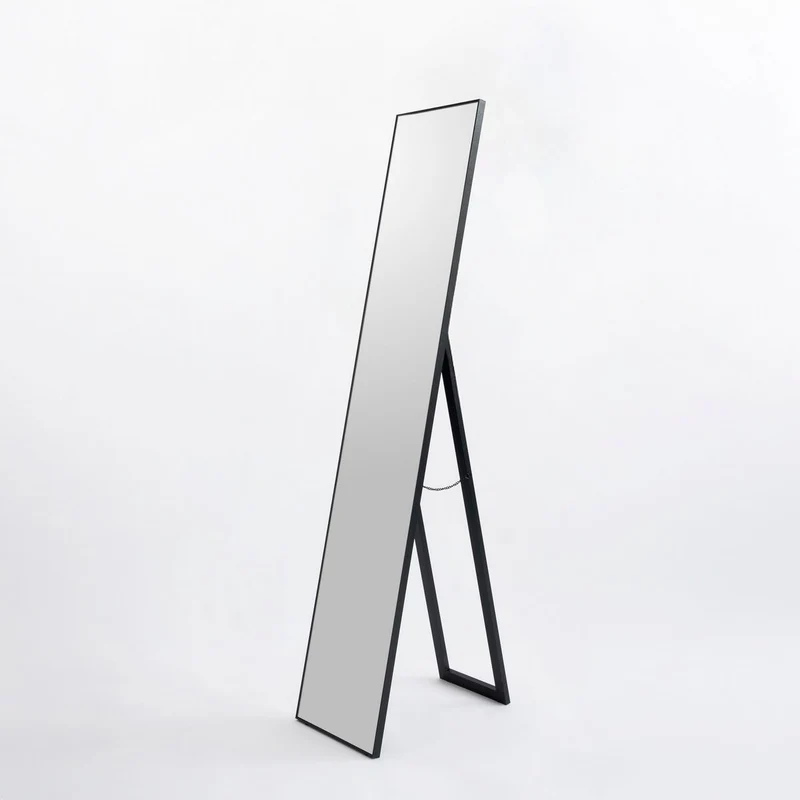 Espejo de pie de cuerpo entero con marco de madera negro de 151x31 cm