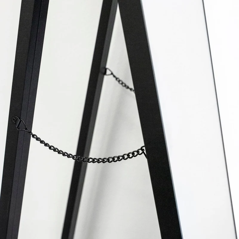 Espejo de pie de cuerpo entero con marco de madera negro de 151x31 cm
