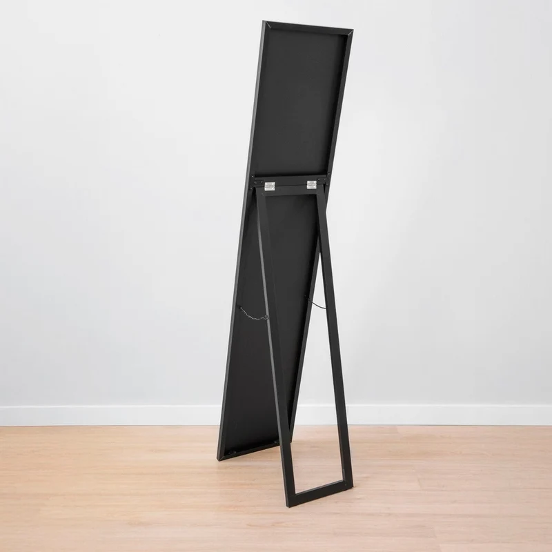 Espejo de pie de cuerpo entero con marco de madera negro de 151x31 cm