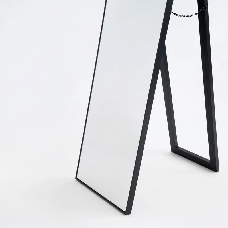 Espejo de pie de cuerpo entero con marco de madera negro de 151x31 cm