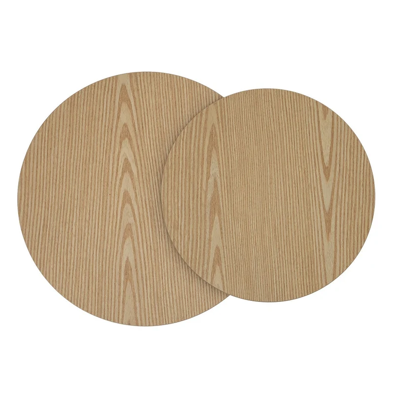 Set de 2 mesitas nido redondas fabricadas en madera natural y MDF, salón