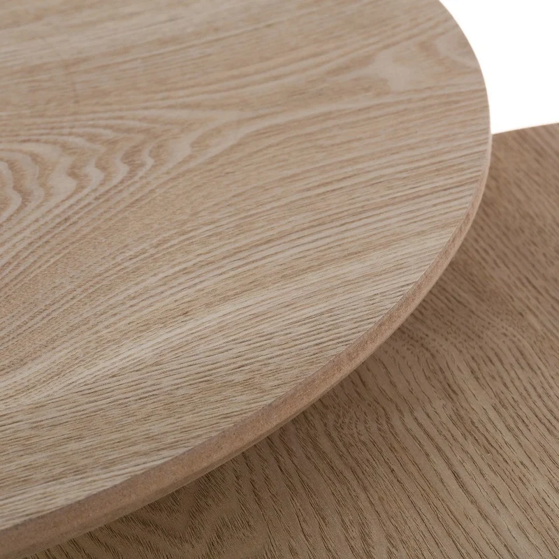 Set de 2 mesitas nido redondas fabricadas en madera natural y MDF, salón