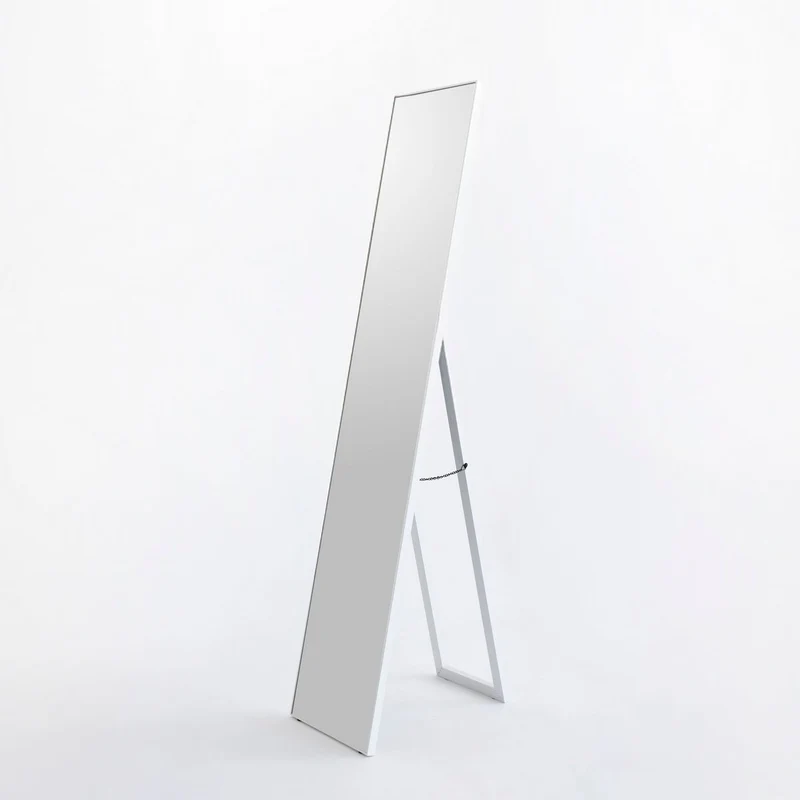 Espejo de pie de cuerpo entero con marco blanco de 151x31 cm