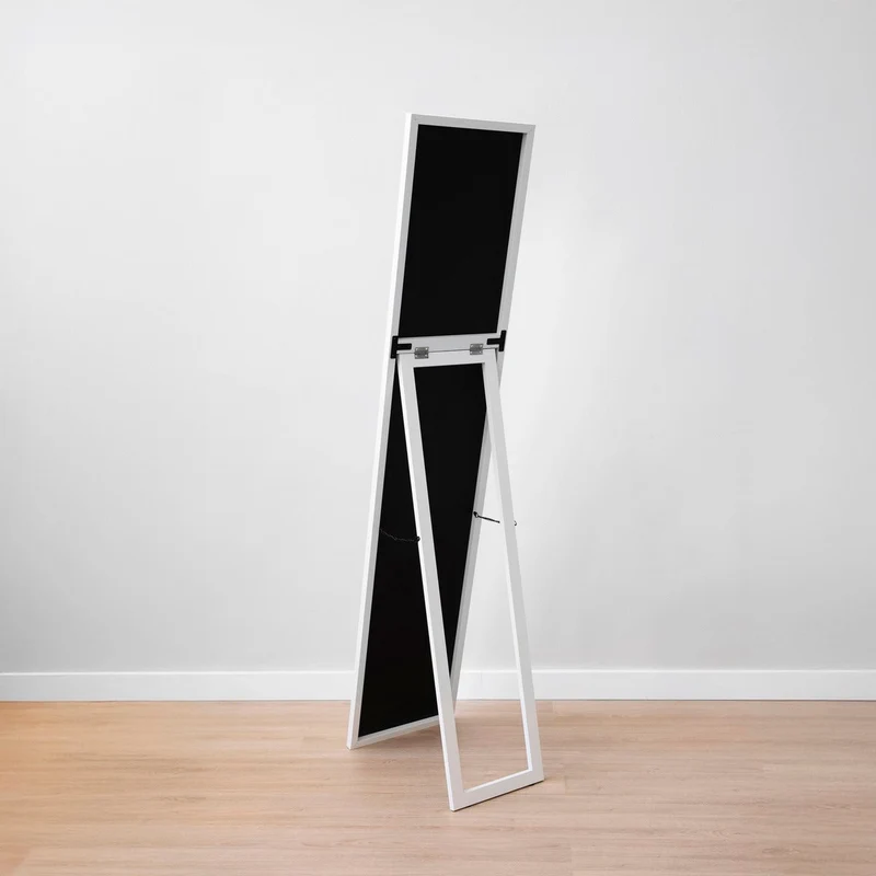 Espejo de pie de cuerpo entero con marco blanco de 151x31 cm