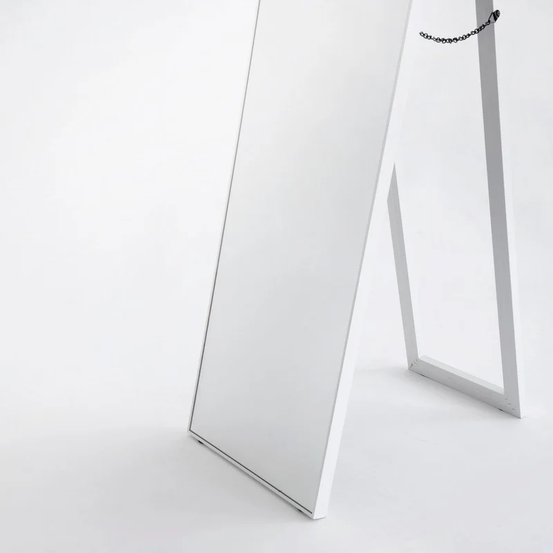 Espejo de pie de cuerpo entero con marco blanco de 151x31 cm