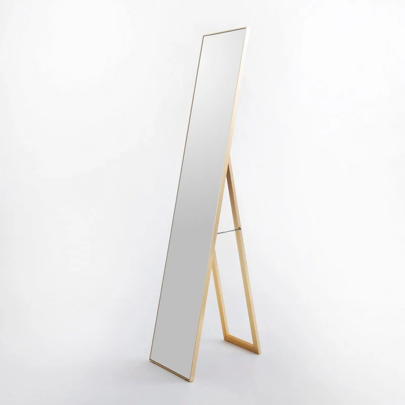 Espejo de pie de cuerpo entero con marco de madera dorado de 151x31 cm