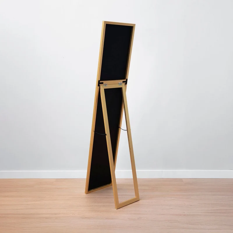 Espejo de pie de cuerpo entero con marco de madera dorado de 151x31 cm
