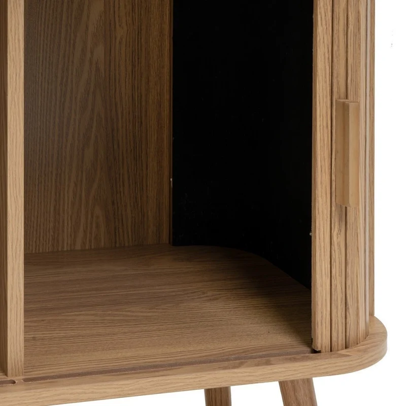 Estantería MDF color roble, 2 puertas persiana y 3 baldas, de 80x40x172 cm