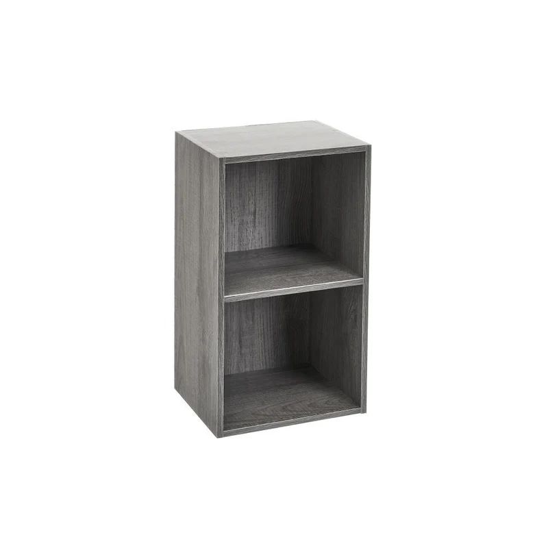 Estantería Cubo con 2 baldas de madera laminada color gris de 54x30x24 cm