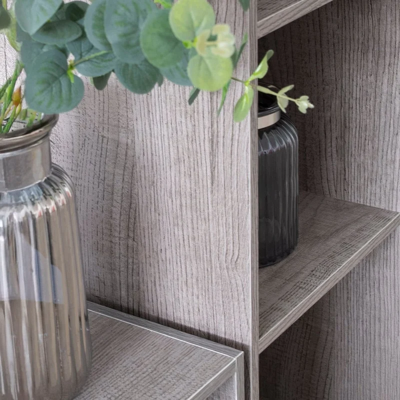 Estantería Cubo con 2 baldas de madera laminada color gris de 54x30x24 cm