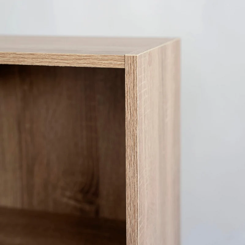 Estantería Cubo con 5 baldas de madera laminada color roble de 132x30x24 cm