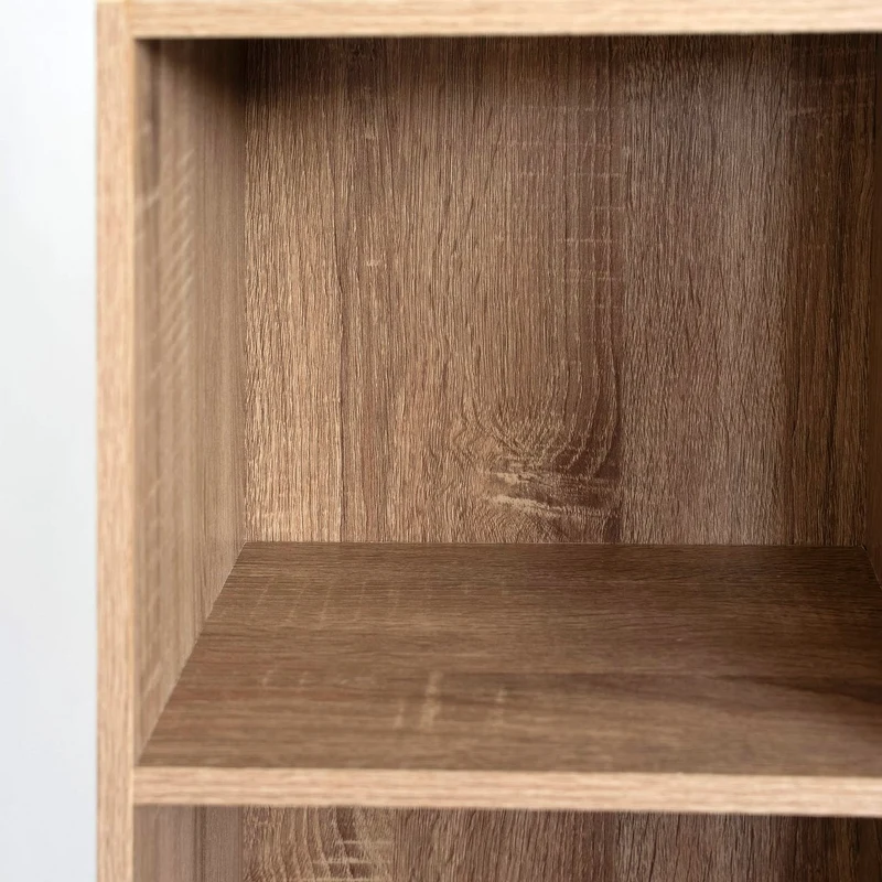 Estantería Cubo con 5 baldas de madera laminada color roble de 132x30x24 cm