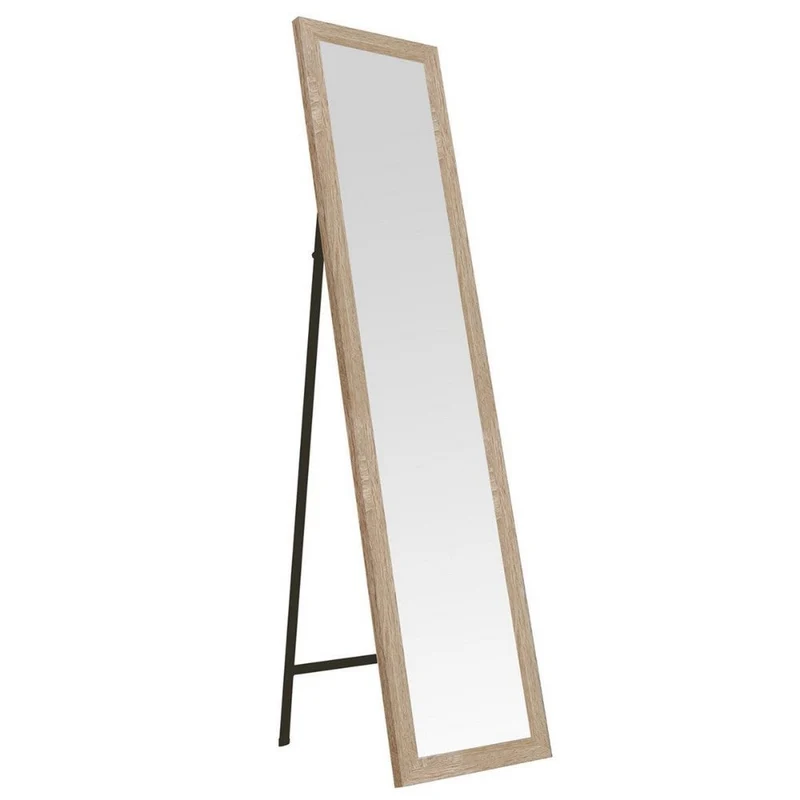 Espejo de pie de cuerpo entero con marco de madera natural de 157x37 cm