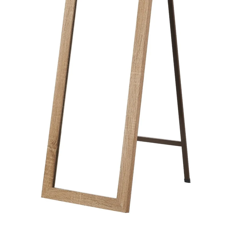 Espejo de pie de cuerpo entero con marco de madera natural de 157x37 cm