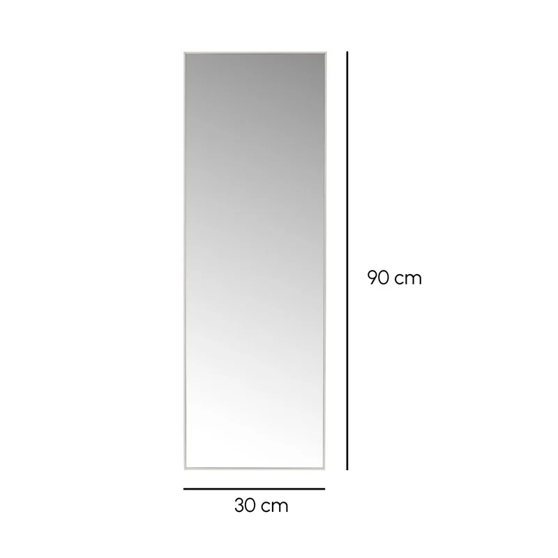 Espejo de pared de rectangular con marco blanco de plástico 30x90 cm
