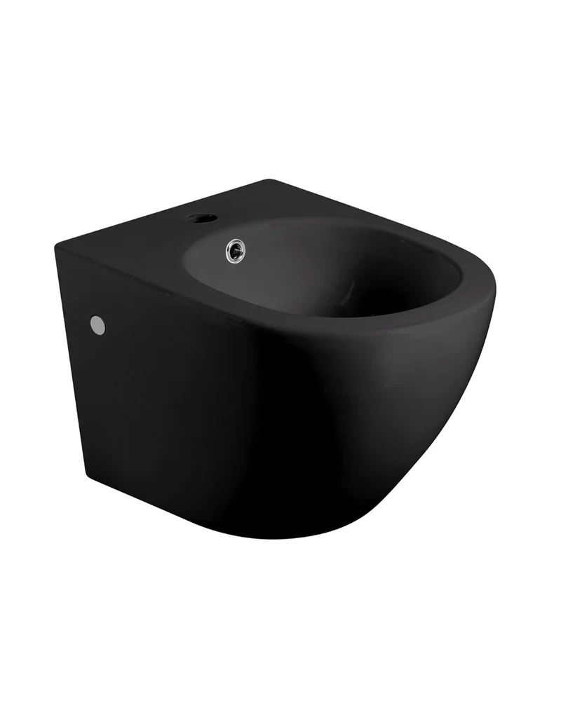Pack Bidet Suspendido Cerámico de Baño con Bastidor | Moderno y Fácil Limpieza Acompañado de Bastidor | Negro Mate