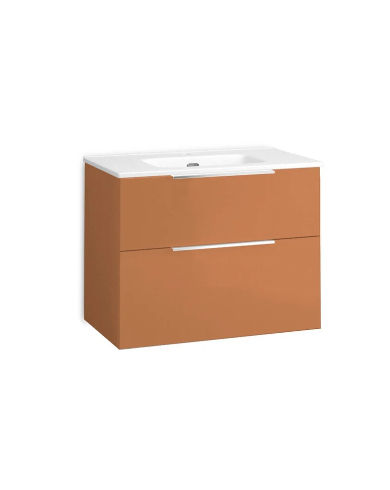 Galsaky Mueble de Baño Suspendido con Lavabo Cerámico | 2 cajones con Cierre Amortiguado y Organizador | Sunset Mate