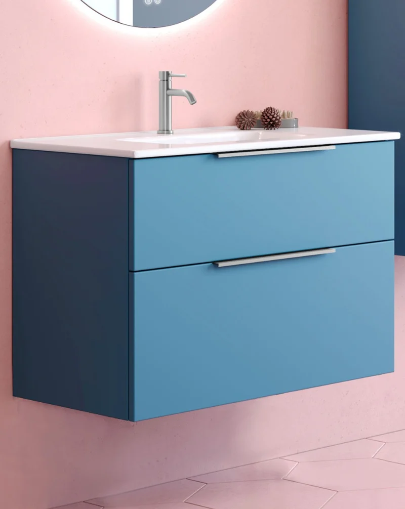 Galsaky Mueble de Baño Suspendido con Lavabo Cerámico | 2 cajones con Cierre Amortiguado y Organizador | Island Mate