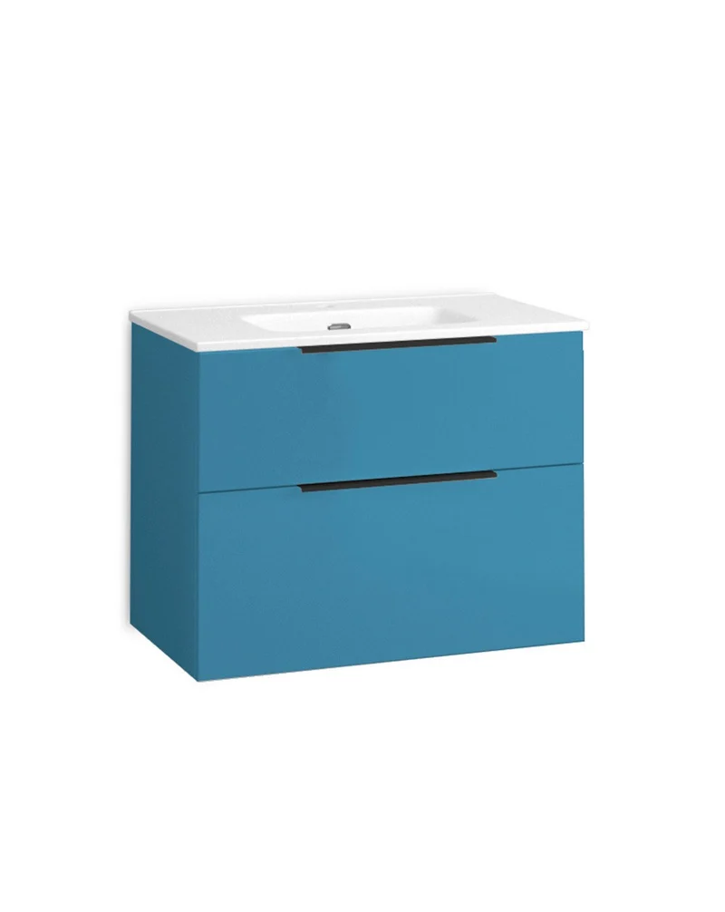 Galsaky Mueble de Baño Suspendido con Lavabo Cerámico | 2 cajones con Cierre Amortiguado y Organizador | Island Mate
