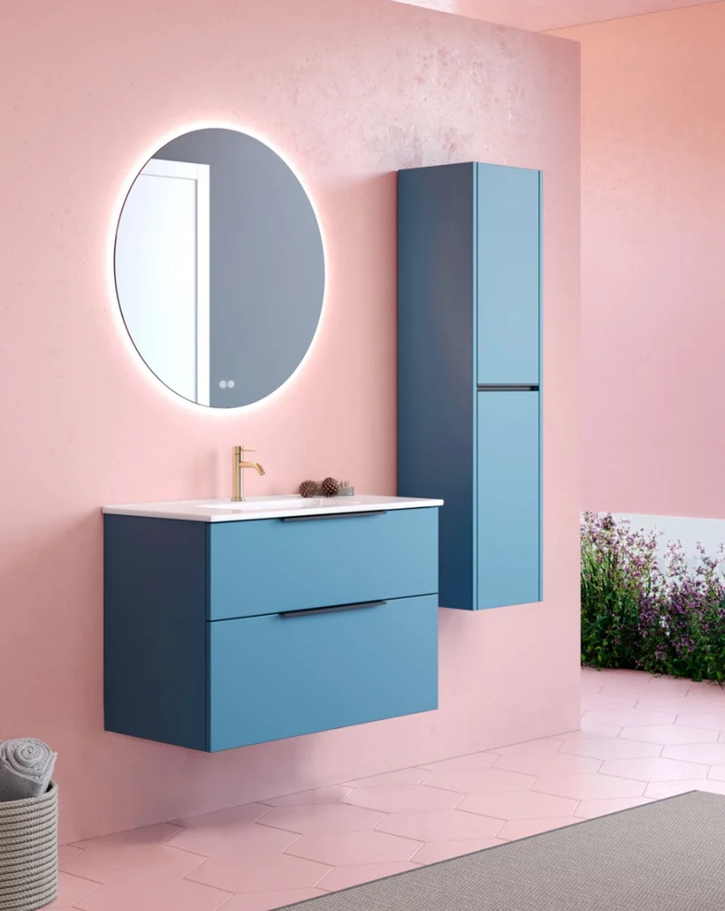 Galsaky Mueble de Baño Suspendido con Lavabo Cerámico | 2 cajones con Cierre Amortiguado y Organizador | Island Mate