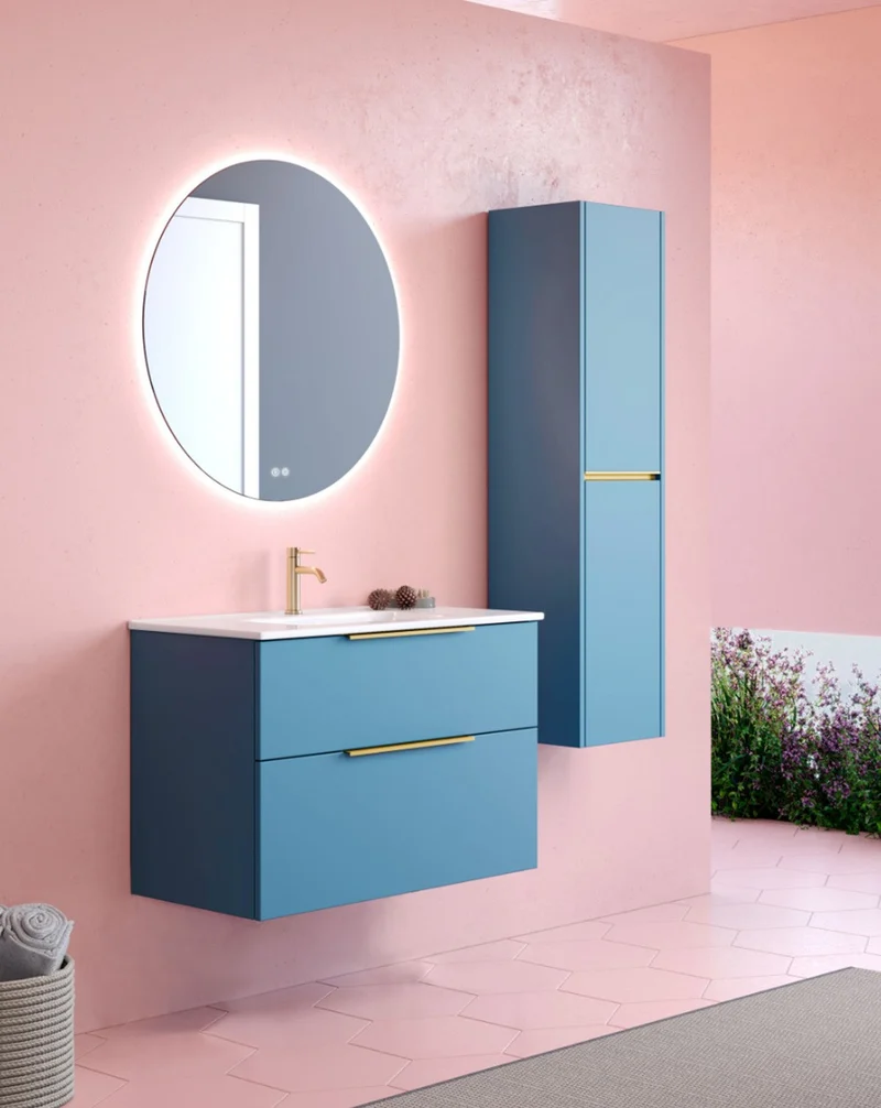 Galsaky Mueble de Baño Suspendido con Lavabo Cerámico | 2 cajones con Cierre Amortiguado y Organizador | Island Mate