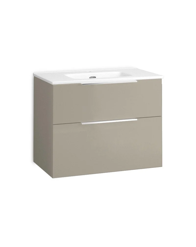 Galsaky Mueble de Baño Suspendido con Lavabo Cerámico | 2 cajones con Cierre Amortiguado y Organizador | Moka Mate