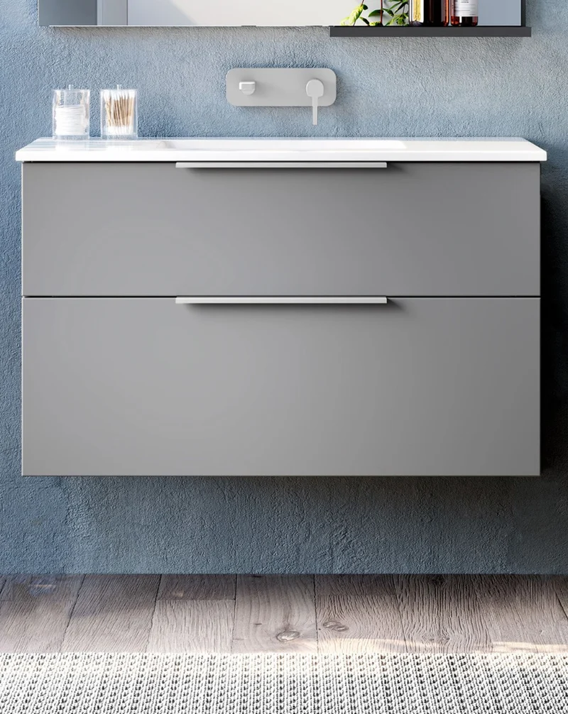 Galsaky Mueble de Baño Suspendido con Lavabo Cerámico | 2 cajones con Cierre Amortiguado y Organizador | Mist Mate