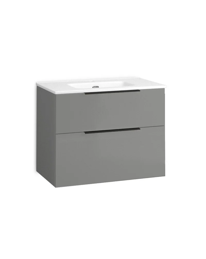 Galsaky Mueble de Baño Suspendido con Lavabo Cerámico | 2 cajones con Cierre Amortiguado y Organizador | Mist Mate