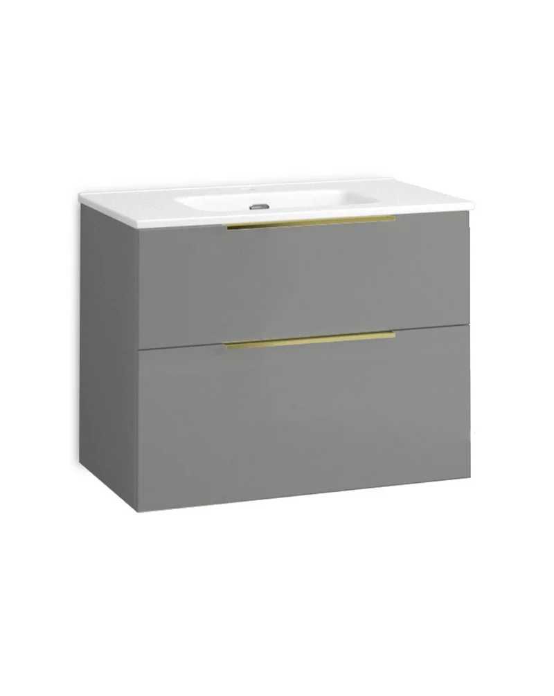 Galsaky Mueble de Baño Suspendido con Lavabo Cerámico | 2 cajones con Cierre Amortiguado y Organizador | Mist Mate