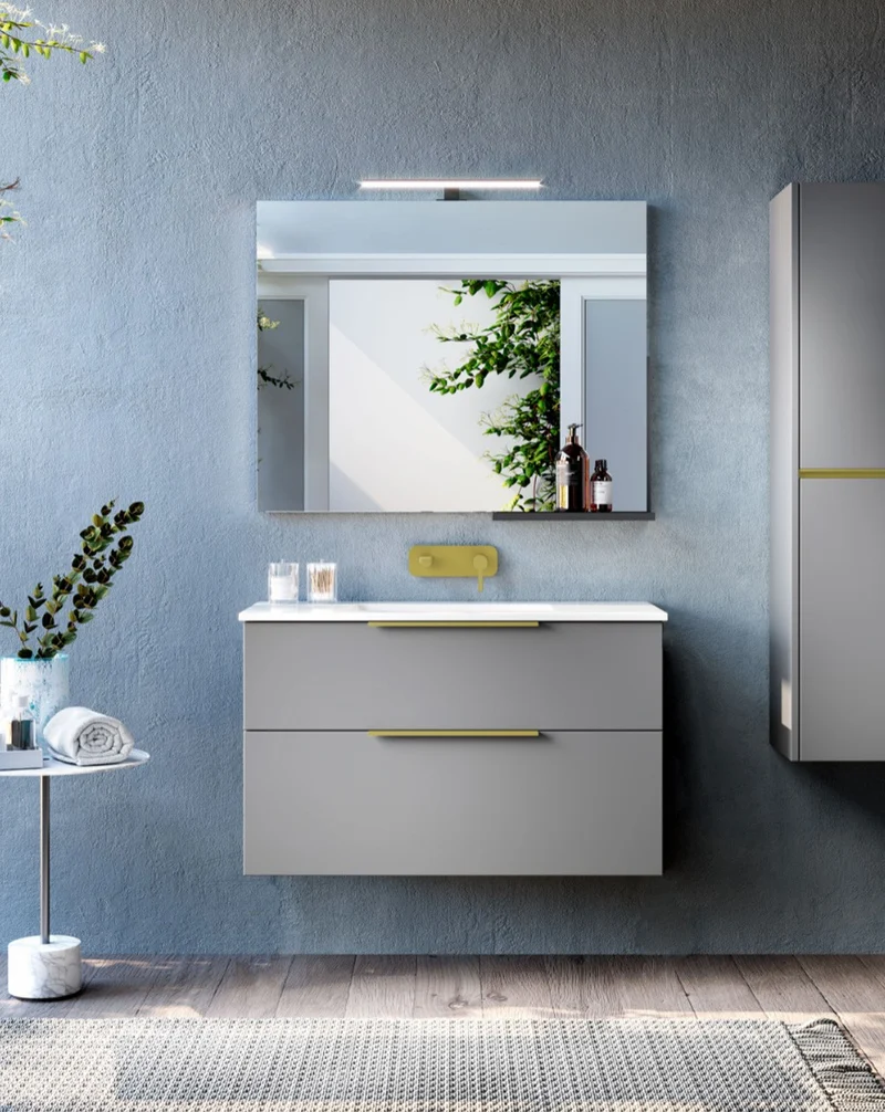 Galsaky Mueble de Baño Suspendido con Lavabo Cerámico | 2 cajones con Cierre Amortiguado y Organizador | Mist Mate