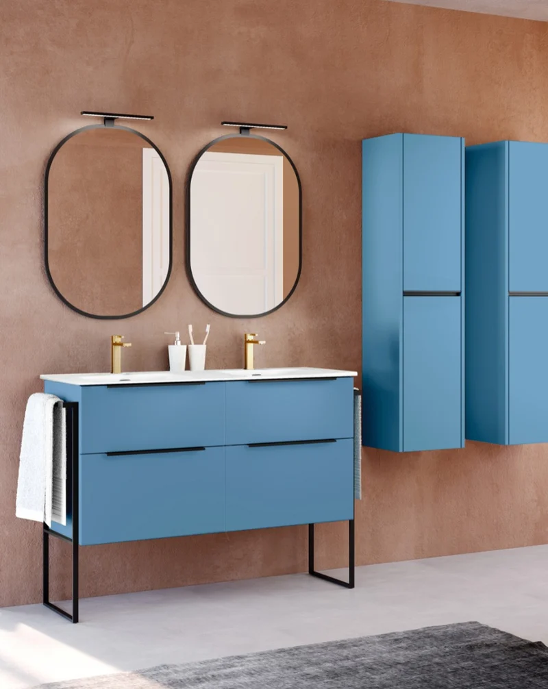 Galsaky Industrial Mueble de Baño Al Suelo con Lavabo Cerámico | 2 cajones con Cierre Amortiguado y Organizador | Island Mate