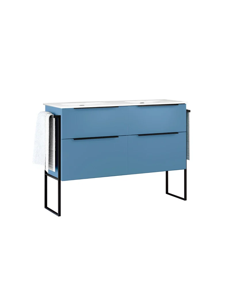 Galsaky Industrial Mueble de Baño Al Suelo con Lavabo Cerámico | 2 cajones con Cierre Amortiguado y Organizador | Island Mate