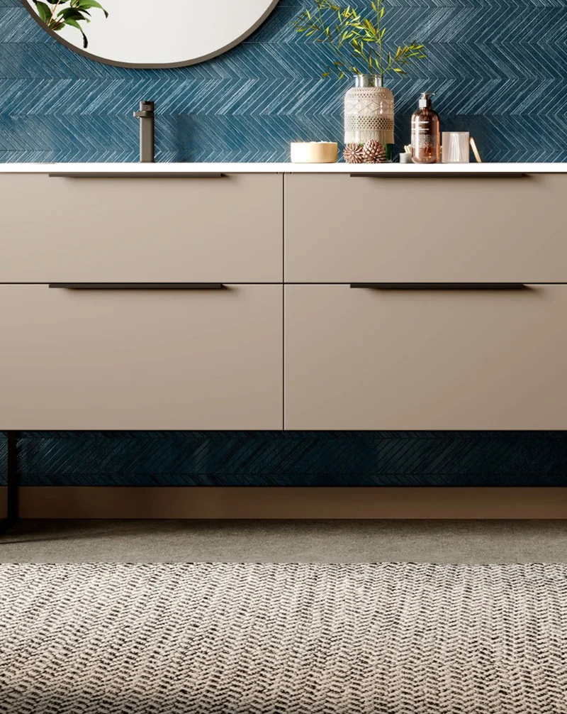 Galsaky Industrial Mueble de Baño Al Suelo con Lavabo Cerámico | 2 cajones con Cierre Amortiguado y Organizador | Moka Mate