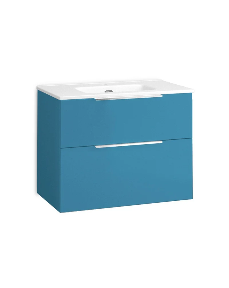 Comet Mueble de Baño Suspendido Fondo Reducido | 2 Cajones con Cierre Amortiguado y Lavabo Cerámico | Island Mate