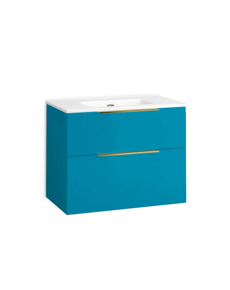Comet Mueble de Baño Suspendido Fondo Reducido | 2 Cajones con Cierre Amortiguado y Lavabo Cerámico | Island Mate