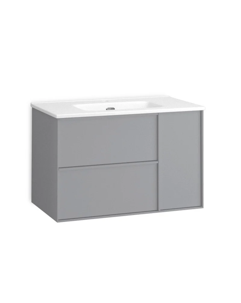 Oslo Mueble de Baño Suspendido con Lavabo Cerámico | Puerta Lateral con Cierre Amortiguado y Organizador | Mist Mate